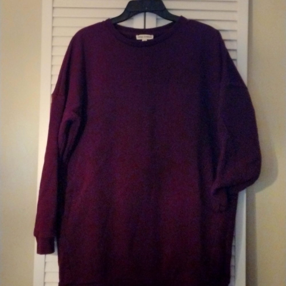 Purple tunic sweatshirt with pockets